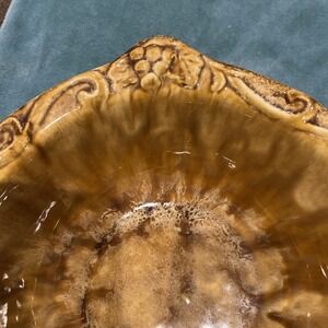 Large 13" Vintage 1960's CALIF USA 444 Glazed Ceramic Brown Bowl Handles